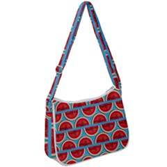 Illustrations Watermelon Texture Pattern Zip Up Shoulder Bag by Alisyart
