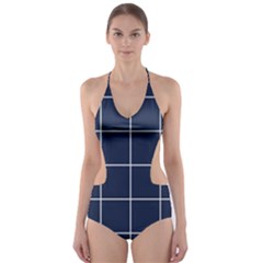 Blue Plaid Cut-out One Piece Swimsuit by goljakoff