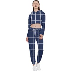 Blue Plaid Cropped Zip Up Lounge Set by goljakoff