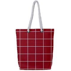 Red Plaid Full Print Rope Handle Tote (small) by goljakoff