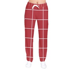 Red Plaid Women Velvet Drawstring Pants by goljakoff