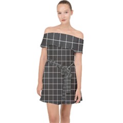 Gray Plaid Off Shoulder Chiffon Dress by goljakoff