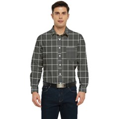 Gray plaid Men s Long Sleeve Pocket Shirt 