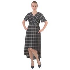 Gray Plaid Front Wrap High Low Dress by goljakoff