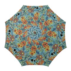 Butterfly And Flowers Golf Umbrellas by goljakoff