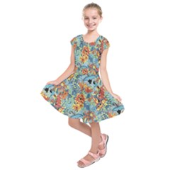 Butterfly and flowers Kids  Short Sleeve Dress