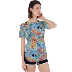 Butterfly and flowers Perpetual Short Sleeve T-Shirt