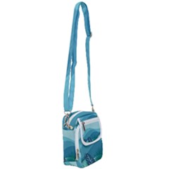 Illustration Of Palm Leaves Waves Mountain Hills Shoulder Strap Belt Bag