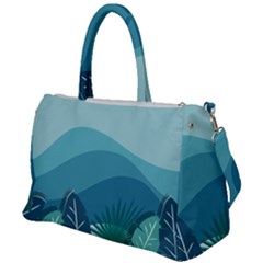 Illustration Of Palm Leaves Waves Mountain Hills Duffel Travel Bag
