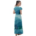 Illustration Of Palm Leaves Waves Mountain Hills Flutter Sleeve Maxi Dress View2