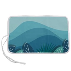 Illustration Of Palm Leaves Waves Mountain Hills Pen Storage Case (m) by HermanTelo