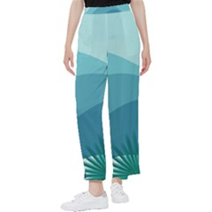 Illustration Of Palm Leaves Waves Mountain Hills Women s Pants 