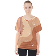 Online Woman Beauty Brown V-neck Dolman Drape Top by Mariart