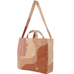 Online Woman Beauty Brown Square Shoulder Tote Bag