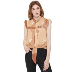 Online Woman Beauty Brown Frill Detail Shirt
