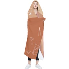 Online Woman Beauty Brown Wearable Blanket