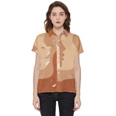 Online Woman Beauty Brown Short Sleeve Pocket Shirt