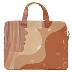 Online Woman Beauty Brown Double Pocket Laptop Bag