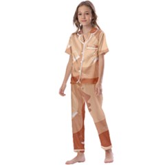 Online Woman Beauty Brown Kids  Satin Short Sleeve Pajamas Set