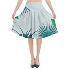 Illustrations Foliage Background Border Flared Midi Skirt by Alisyart