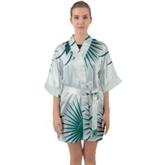 Illustrations Foliage Background Border Half Sleeve Satin Kimono  by Alisyart