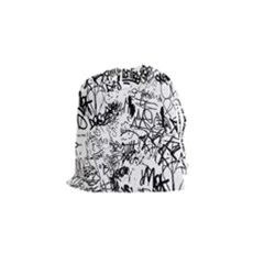 Black And White Graffiti Abstract Collage Drawstring Pouch (small) by dflcprintsclothing