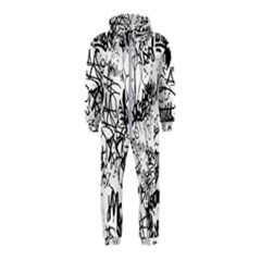 Black And White Graffiti Abstract Collage Hooded Jumpsuit (kids) by dflcprintsclothing