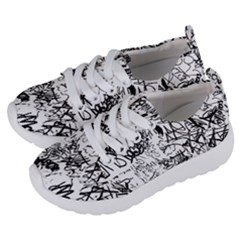 Black And White Graffiti Abstract Collage Kids  Lightweight Sports Shoes by dflcprintsclothing