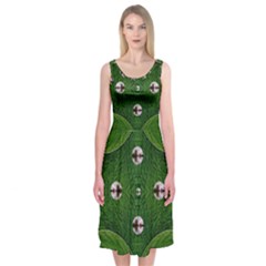 One Island In A Safe Environment Of Eternity Green Midi Sleeveless Dress by pepitasart