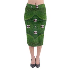 One Island In A Safe Environment Of Eternity Green Midi Pencil Skirt by pepitasart