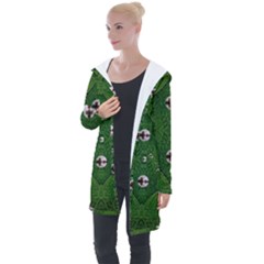 One Island In A Safe Environment Of Eternity Green Longline Hooded Cardigan by pepitasart