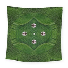 One Island In A Safe Environment Of Eternity Green Square Tapestry (large) by pepitasart