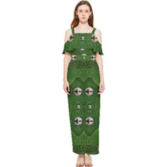 One Island In A Safe Environment Of Eternity Green Draped Sleeveless Chiffon Jumpsuit by pepitasart