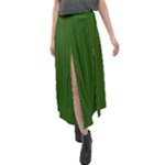 African Diagonal Green Flower Velour Split Maxi Skirt