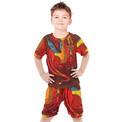 Dragon Metallizer Kids  Tee And Shorts Set by HermanTelo