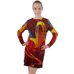 Dragon Metallizer Long Sleeve Hoodie Dress by HermanTelo