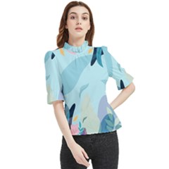 Nature Leaves Plant Background Frill Neck Blouse
