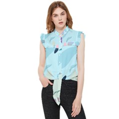 Nature Leaves Plant Background Frill Detail Shirt