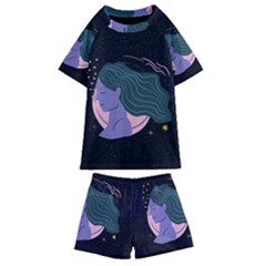 Zodiak Virgo Horoscope Astrology Kids  Swim Tee And Shorts Set by Alisyart