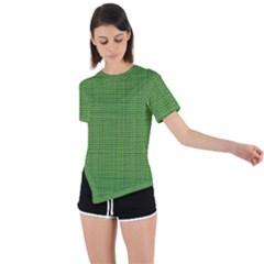 Green Knitting Asymmetrical Short Sleeve Sports Tee by goljakoff