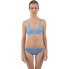 Blue knitting Wrap Around Bikini Set