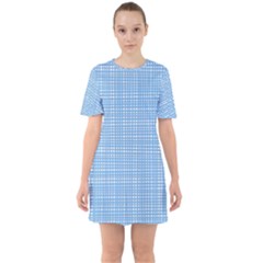 Blue Knitting Sixties Short Sleeve Mini Dress by goljakoff