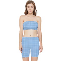 Blue Knitting Stretch Shorts And Tube Top Set by goljakoff