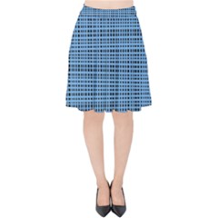Blue Knitting Pattern Velvet High Waist Skirt by goljakoff