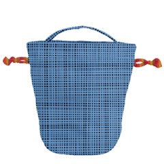 Blue Knitting Pattern Drawstring Bucket Bag by goljakoff