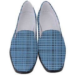 Blue Knitting Pattern Women s Classic Loafer Heels by goljakoff