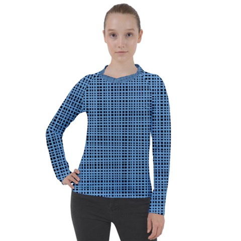 Blue Knitting Pattern Women s Pique Long Sleeve Tee by goljakoff