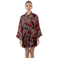 Geometric Knitting Long Sleeve Satin Kimono by goljakoff