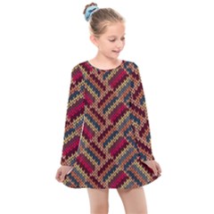 Geometric Knitting Kids  Long Sleeve Dress by goljakoff