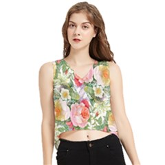 Vintage Flowers V-neck Cropped Tank Top by goljakoff